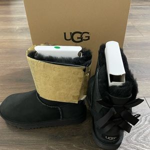 Brand new, never worn Bailey Bow Ugg boots. All black.  Size 3 (US)